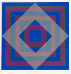 Brian Rice, Untitled, Silkscreen in Colors on Wove Paper, 1969, "Blue Square / Gray Square"