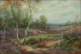Ivy Stannard, Untitled, Watercolor on Paper "Landscape with Lilacs And Birch Trees"