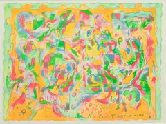 William Walmsley, Untitled, Lithograph in Colors on Paper, Ca. 1978, "Ding Dong Daddy, No Fault Art"
