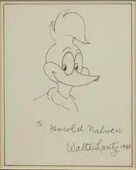 Walter Lantz, Untitled, Pencil And Ink Sketch on Paper, 1990, "Woody Woodpecker"