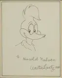 Walter Lantz, Untitled, Pencil And Ink Sketch on Paper, 1990, "Woody Woodpecker"