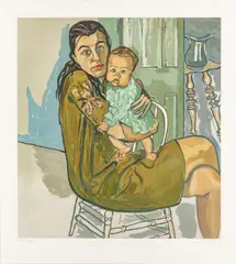 Alice Neel, Untitled, Lithograph in Colors on Wove Paper 1982, "Mother And Child (Nancy And Olivia)"