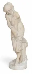 Caesare Lapini, Sorpresa, circa 1892, Carved Carrara Marble Sculpture