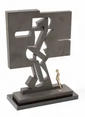 Ernest Trova, Black Metal And, Bronze Sculpture 1976