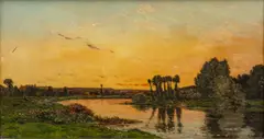 Hippolyte Camille Delpy, Barbizon Period, Oil on Beveled Mahogany Panel Ca. 1870-1880