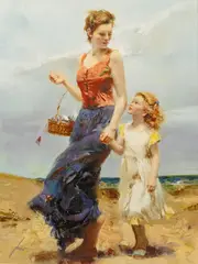 Pino Daeni, Untitled, Giclee on Canvas, "Affection"