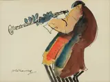 Leo Meiersdorff, Untitled, Watercolor And Ink on Paper 20th C., "Jazz Clarinet"