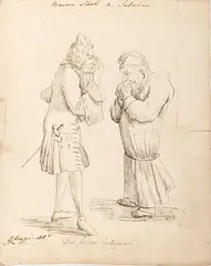 Pier Leone Ghezzi, Untitled, Ink Drawing on Paper, Ca. Late 18th/Early 19th C., "Due Famosi Antiquari"