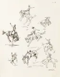 Edward Borein, Untitled, Ink Sketch on Paper, "Cowboy on a Bucking Bronco"