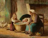 Charles Waltensperger, Untitled, Oil on Canvas, "By the Cradle"