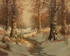 Bryan Tarton, Untitled, Oil on Canvas "Winter Wooded Landscape"