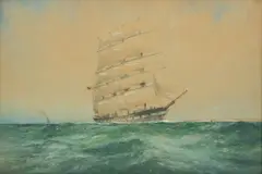 William Minshall Birchall, Untitled, Watercolor And Gouache on Paper 1926, "Up Channel with a Tail Wind"