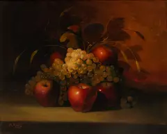 M. Ruiz, Untitled, Oil on Canvas, Still Life of Apples And Grapes