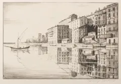 Carman Bonanno, Untitled, Drypoint And Etching on Wove Paper, 1948, "Bastia"