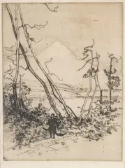 Alfred East, Untitled, Etching on Paper, "A Carrier in Japan"