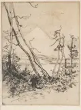 Alfred East, Untitled, Etching on Paper, "A Carrier in Japan"