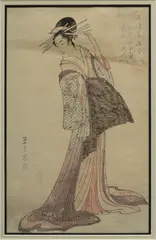 Hosoda Eishi, Untitled, Woodblock Print on Paper, Ca. 19th C., "Takigawa of the Ogiya Brothel"