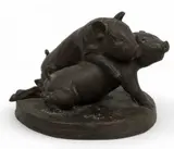 Grace Mott Johnson, Untitled, Bronze Sculpture, 1913, "Two Piglets"