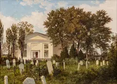 William Trost Richards, Untitled, Oil on Canvas, Ca. 1861, "The Roxborough Baptist Church"