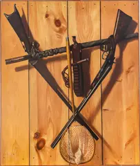 James Wiley Wallace, Untitled, Oil on Canvas, 1887, Trompe L'Oeil: Two Guns And a Fishing Net