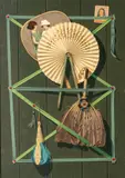 Ken Davies, Untitled, Oil on Masonite, 1980, "A Rack of Fans"
