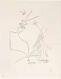Jean Cocteau, Untitled, Lithograph on Paper 1955, "The Kiss (Les Amoureux)"