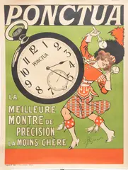 René Préjelan, Lithographic, Poster in Colors "Ponctua: La Meilleure Montre De Précision"