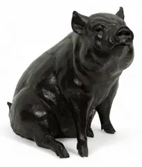 Dan Ostermiller, Bronze Seated Pig, Sculpture