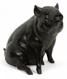 Dan Ostermiller, Bronze Seated Pig, Sculpture