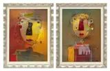 Terri Hallman, Pair of Oils, on Board "Faces"