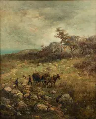 Untitled by James Gale Tyler, Oil on Canvas Ca. 1900, "Seaweed Harvest", sold Dec 2024