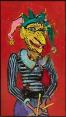 Richard Jerzy, Untitled, Acrylic on Paper, "Indonesian Puppet"