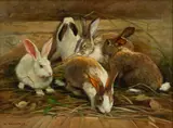 Giovanni Sanvitale, Untitled, Oil on Board, "Five Rabbits"