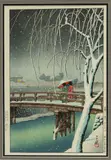 Kawase Hasui, Untitled, Woodblock Print on Paper, Ca. 1990s, "Evening Snow at Edo River"