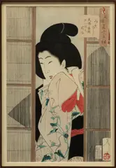 Tsukioka Yoshitoshi, Untitled, Woodblock Print on Paper, Ca. Late 19th/Early 20th C., "Looking Inquisitive"