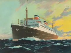 Worden Wood, Untitled, Offset Lithograph on Paper, "S.S. Washington - Sister Ship of S.S. Manhattan"