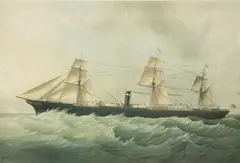 J.A. Shearman, Untitled, Lithograph in Colors on Paper, "Steamship City of Berlin - of the Inman Line"