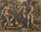 Allaert Claesz, After Lucas Van Leyden, Engraving on Laid Paper "Loth Et Ses Filles"