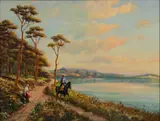 George Fields, Untitled, Oil on Canvas, Ca. 1950, "Road by the Lake"