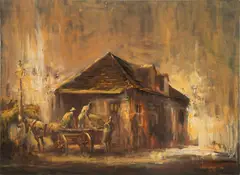 Harold 'Napoleon' King, Untitled, Oil on Canvas, 1981, "(Barrel Delivery)"