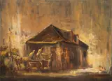 Harold 'Napoleon' King, Untitled, Oil on Canvas, 1981, "(Barrel Delivery)"