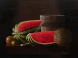 Edward Anthony Herbes, Untitled, Oil on Board, Ca. 1980, "Watermelon"