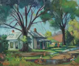 Grace Leslie Dickerson, Untitled, Oil on Canvas, "Greasey Creek-Brown County"