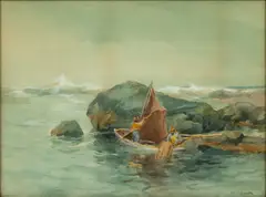 William Saint Thomas Smith, Untitled, Watercolor on Paper Board, "Lobster Fishing Nova Scotia"