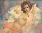Julian Ritter, Untitled, Oil on Masonite, "Reclining Female Nude"