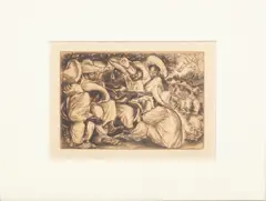 Irwin D. Hoffman, Untitled, Etching on Laid Paper, 1933, "Mexican Fiesta"