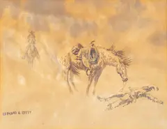 Leonard Howard Reedy, Untitled, Watercolor And Graphite on Paper, "The Rescue, from the Old West"