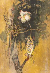 Untitled by Lê Bá Đảng, Lithograph in Colors on Paper, "Orchid", sold Oct 2024
