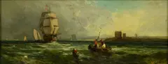 William Hart, Untitled, Oil on Canvas "Ships Off a Coastal Seaport"