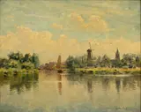 Louis Aston Knight, Untitled, Oil on Board "Sailing Fleet from Dutch Harbor"